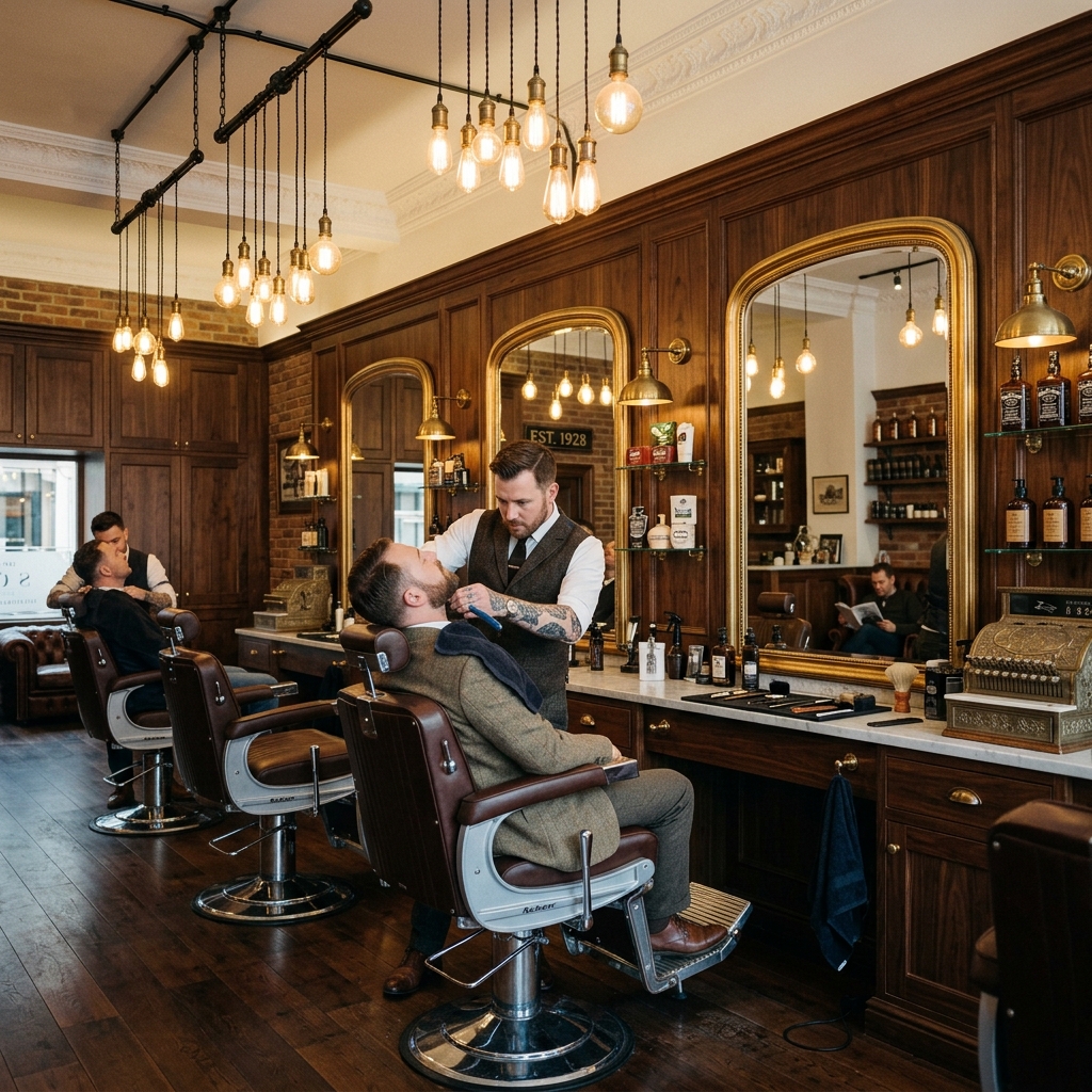 Ambiente premium de barbearia