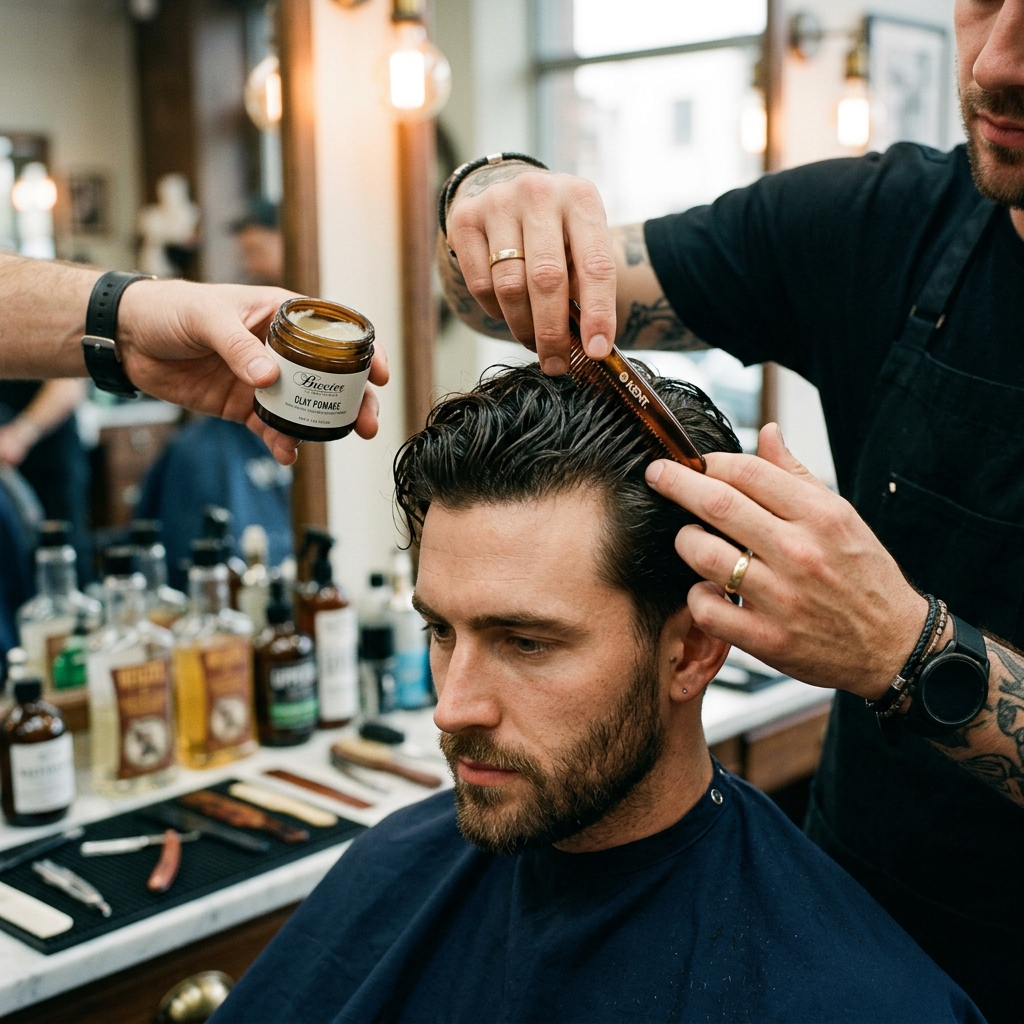 Acabamento de cabelo masculino